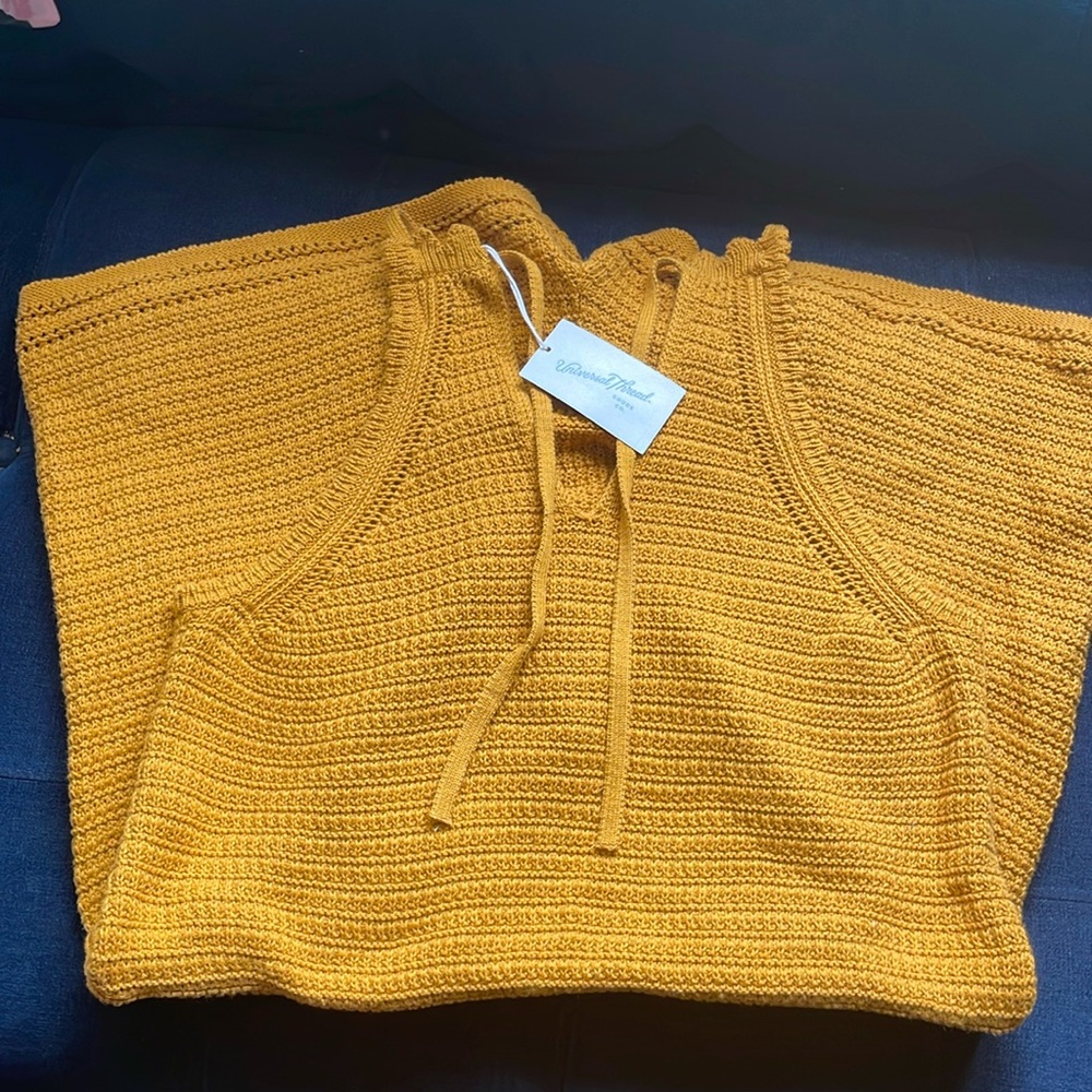 Universal Thread Yellow Jumpsuit with Ribbed Knit Texture